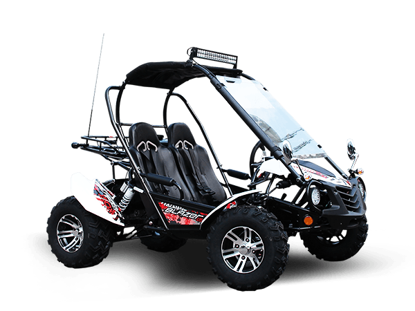 Trailmaster ULTRA Blazer 200X Go Kart Upgraded frame, Bigger Tires, Body kit, Chrome Rimes, All Terrian Tires - TurboPowersports.com