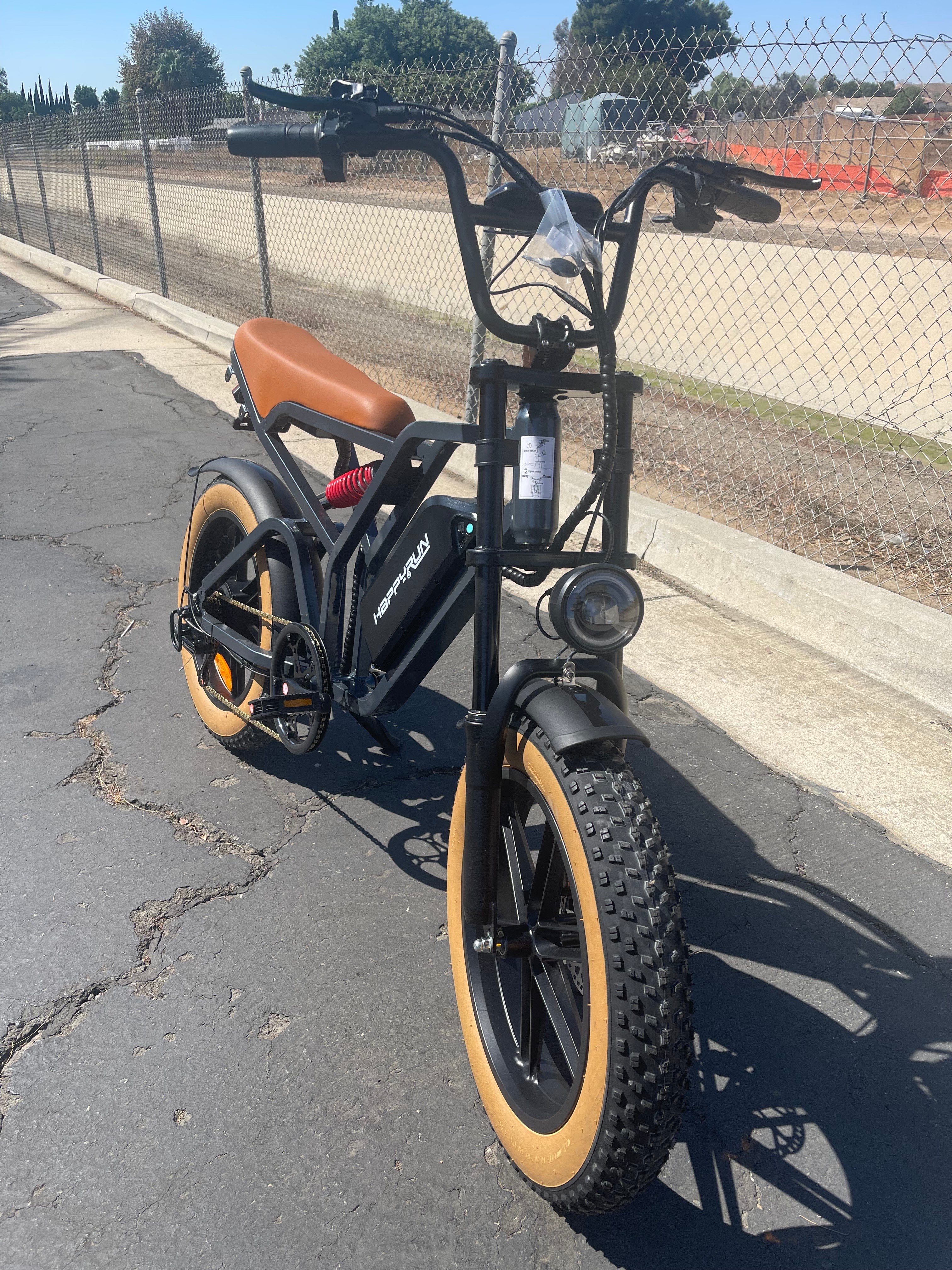 Happy run Tank G60 Pro 1000W Moped Style Off road Electric Bike Fat Tire - TurboPowersports.com