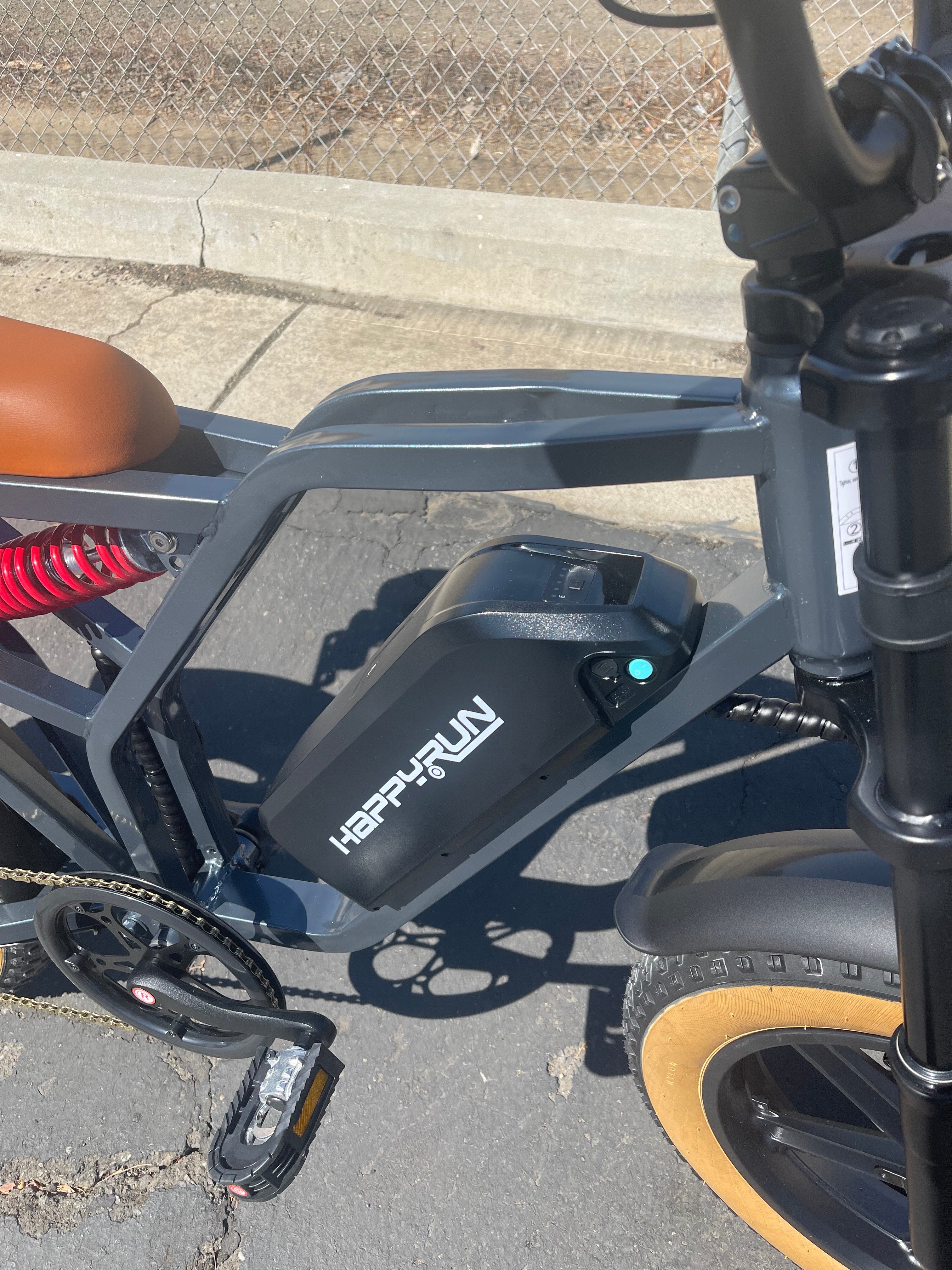 Happy run Tank G60 Pro 1000W Moped Style Off road Electric Bike Fat Tire - TurboPowersports.com