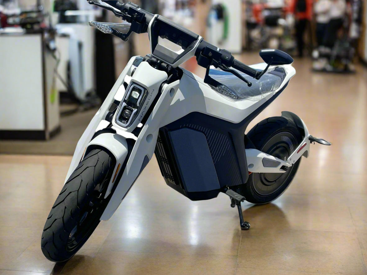 White Naxeon IAM pro electric motorcycle for sale at TurboPowersports.com
