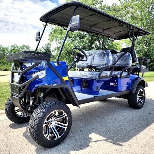 48V Electric Golf Cart 6 Seater Lifted Renegade+ Edition Utility Golf UTV King To Coleman Kandi 6p - Blue - TurboPowersports.com