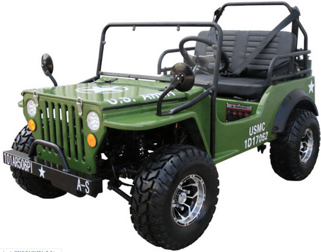 Mini-Jeep Style 125cc Series 4. Mid-Size Youth Mini-jeep 3-Speed semi-Automatic with Reverse, 95% pre-assembled - TurboPowersports.com