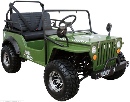 Mini-Jeep Style 125cc Series 4. Mid-Size Youth Mini-jeep 3-Speed semi-Automatic with Reverse, 95% pre-assembled - TurboPowersports.com