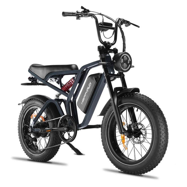 Happy run Tank G60 Pro 1000W Moped Style Off road Electric Bike Fat Tire - TurboPowersports.com
