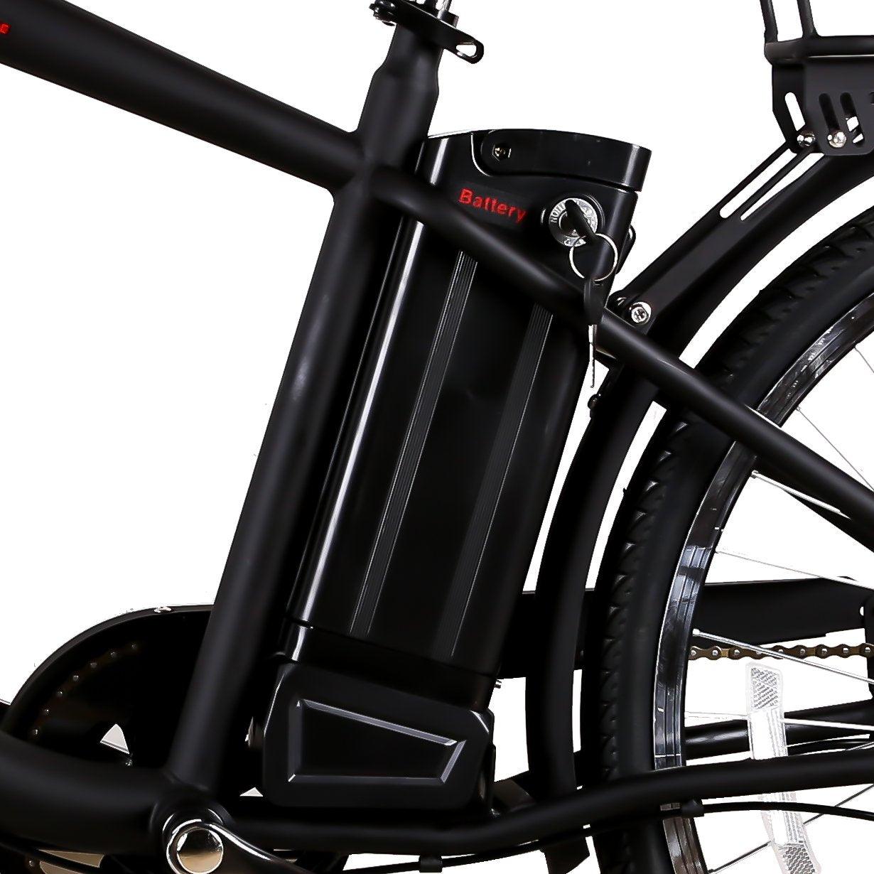 CITY ELECTRIC BICYCLE MEN 26" CAMEL BLACK with PLASTIC BASKET