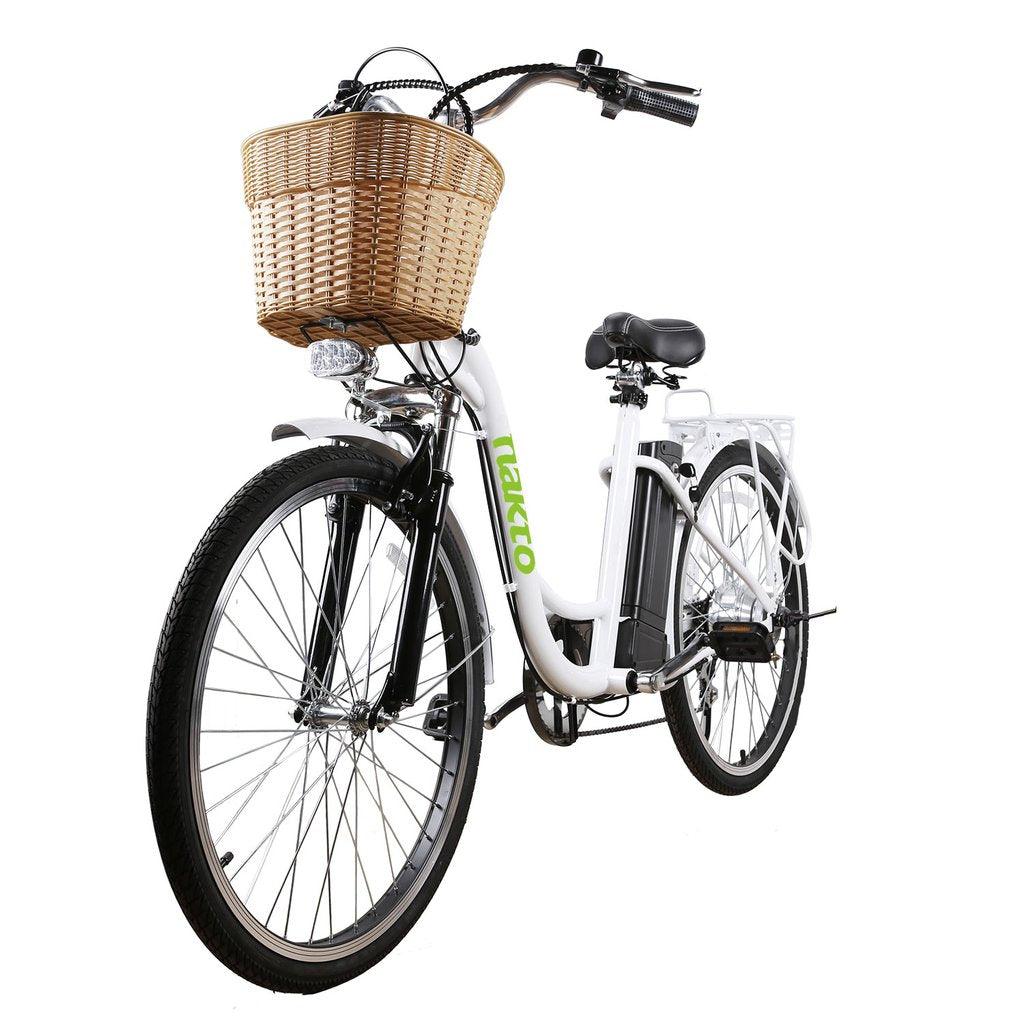 CITY ELECTRIC BICYCLE WOMEN 26" CAMEL WHITE with PLASTIC BASKET