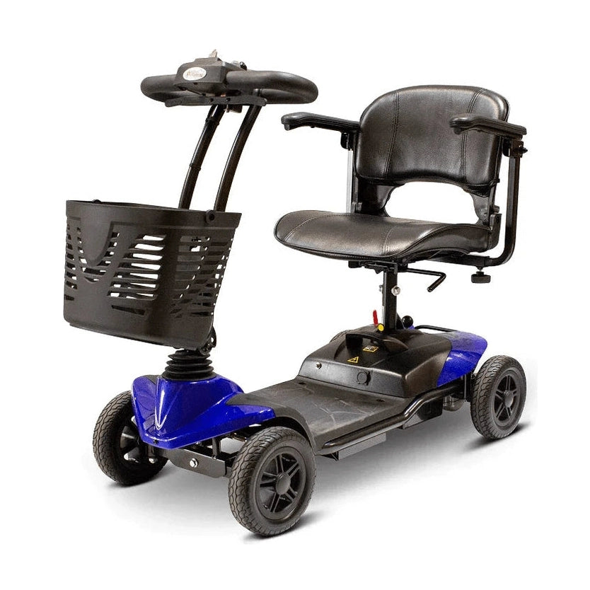 Blue EW-M35 lightweight electric mobility scooter with swivel seat and delta tiller