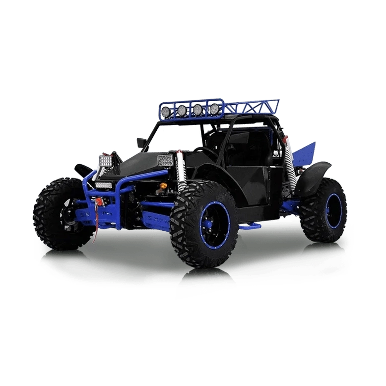 Blue accent BMS Sniper T-1500 dune buggy white background