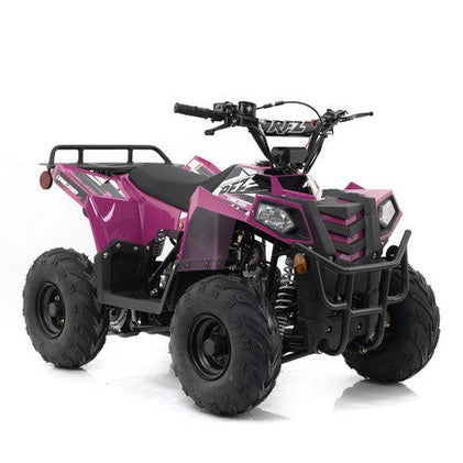 Mini Commander 110cc ATV purple black plastic shell front view youth atv