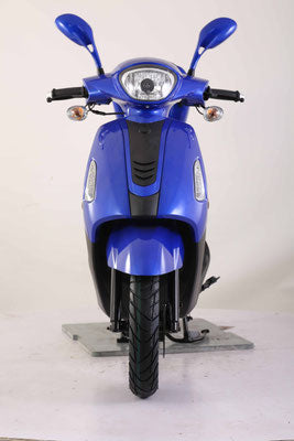 Blue scooter on a white background