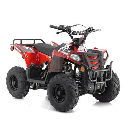 Mini Commander 110cc ATV red black three-quarter view suspension headlights