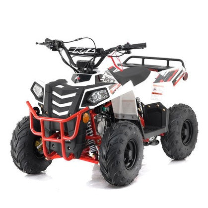 Mini Commander 110cc Automatic ATV white red front view youth off-road vehicle