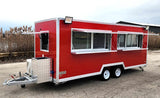 18' Food Concession Trailer Fully Loaded With Every Option - Red-Blue-Black