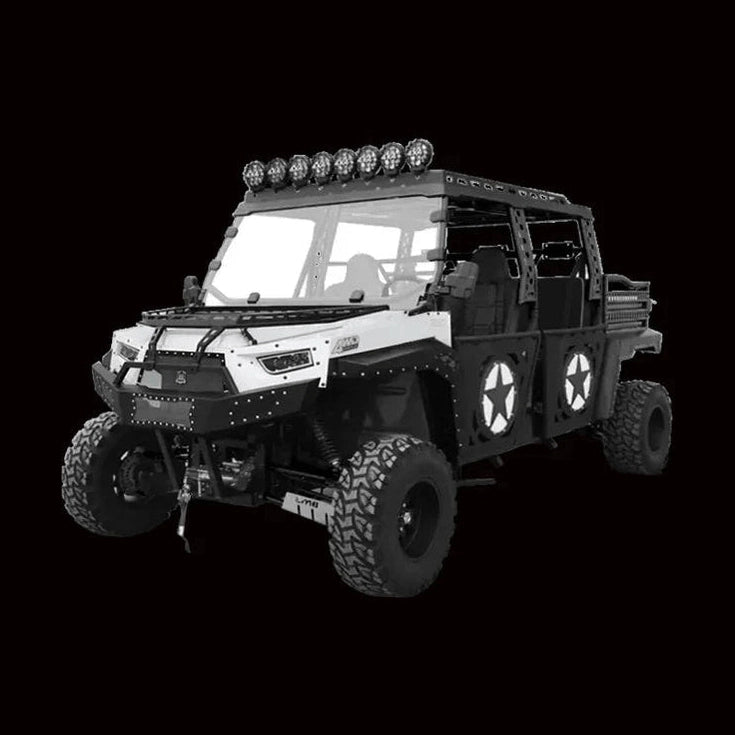 White and black BMS The Beast 1000 4S UTV with white roll cage accents