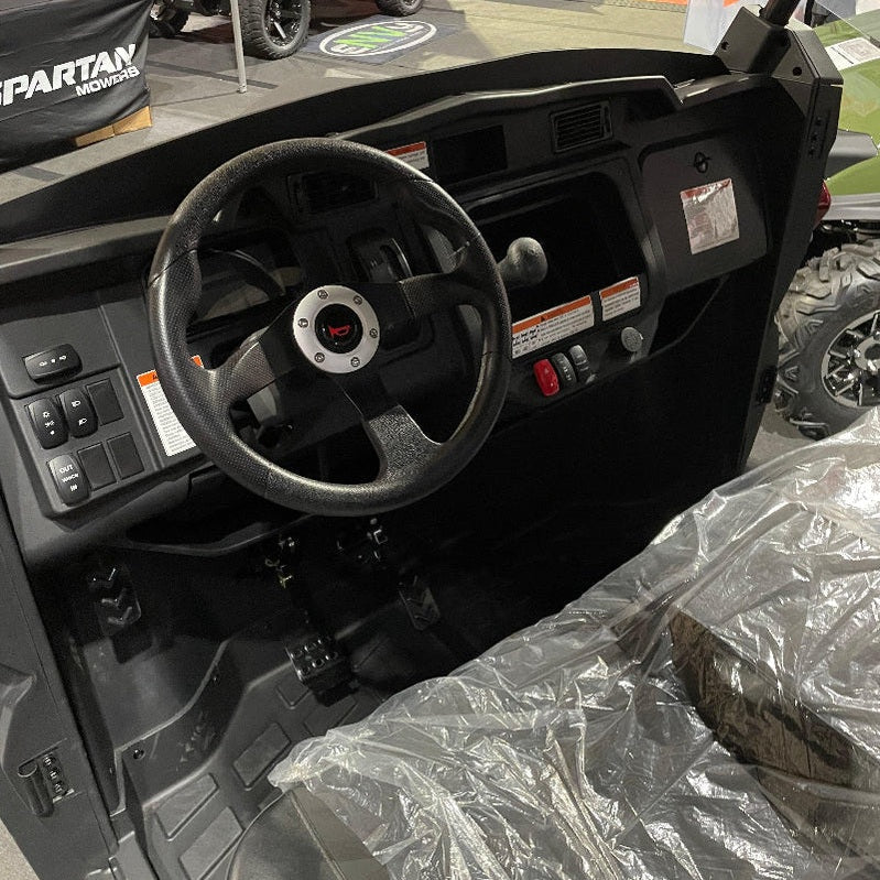 Black Bighorn Explorer 550 UTV interior driver seat dashboard controls