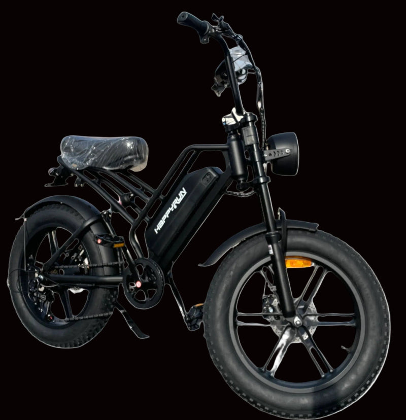 Black Happyrun Electric Tank G60 Pro 1000W Moped with  Fat Tires.