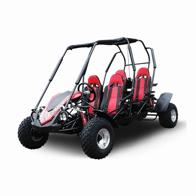Red interior TrailMaster Blazer 4x4 family go kart with heavy-duty frame
