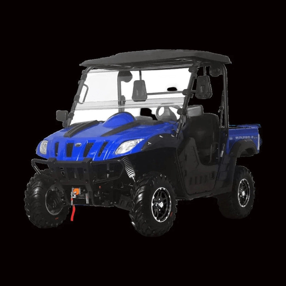 Blue BMS Ranch Pony 600 EFI 4x4 utility vehicle on dark background