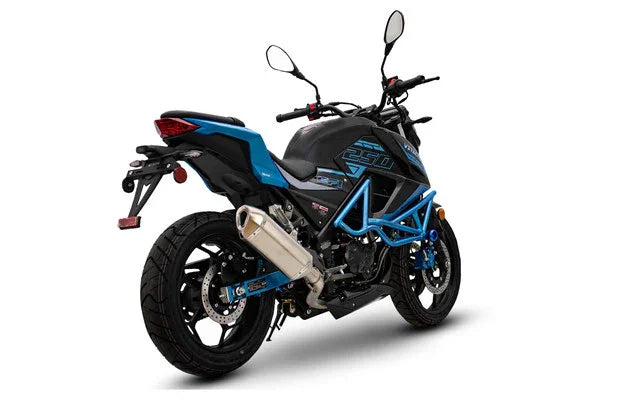 Blue and black Vitacci Matias 250cc motorcycle 