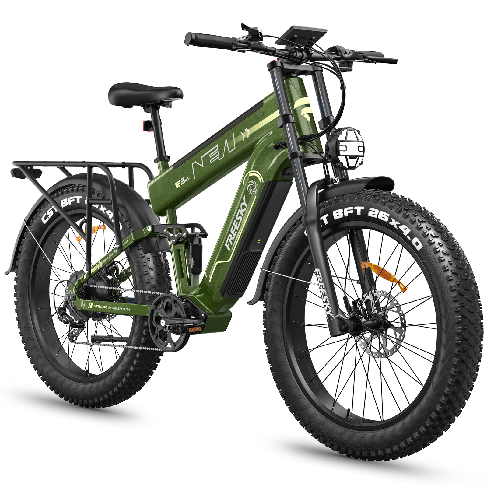Matte olive green Freesky electric bike with CST tires