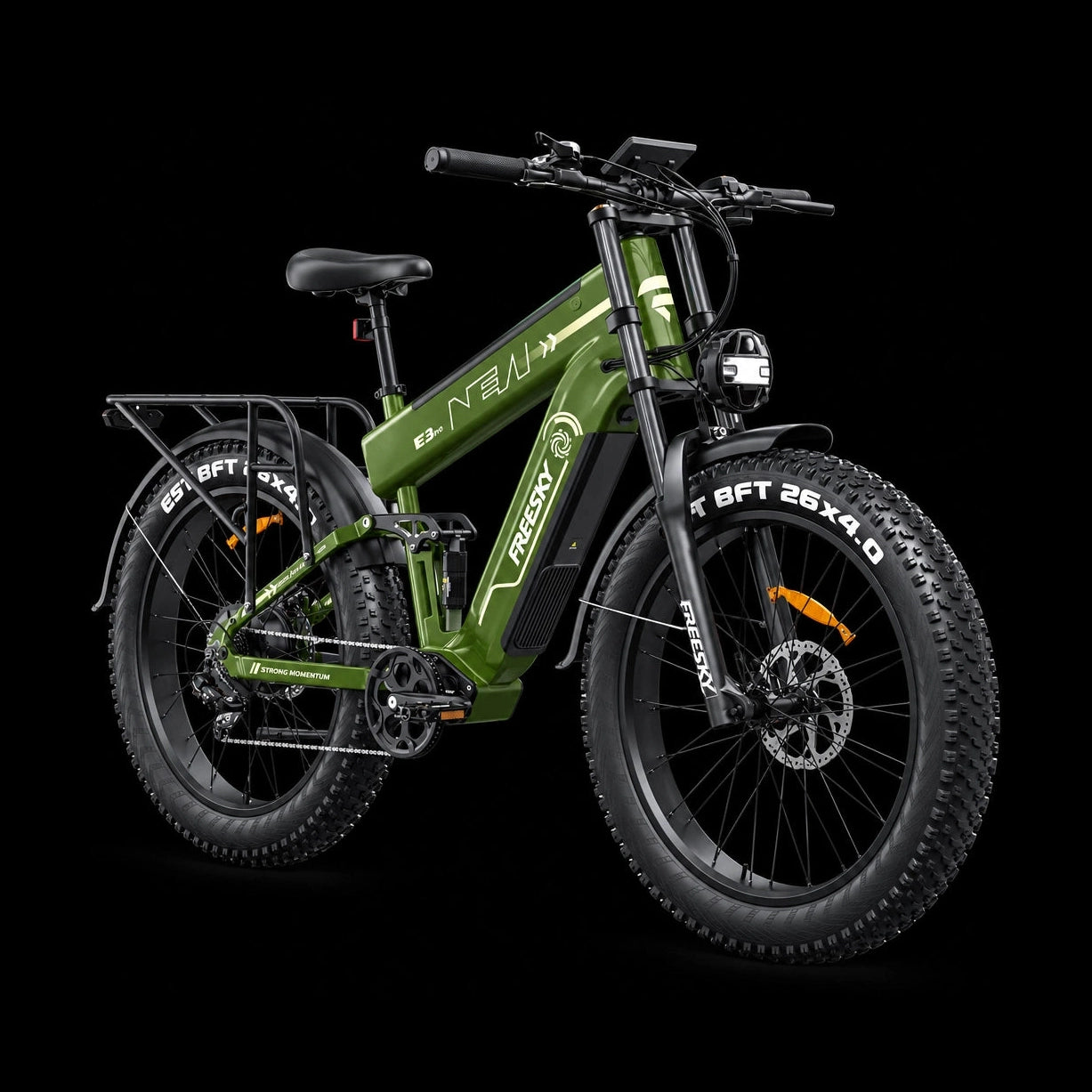Matte olive green Freesky electric bike with CST tires