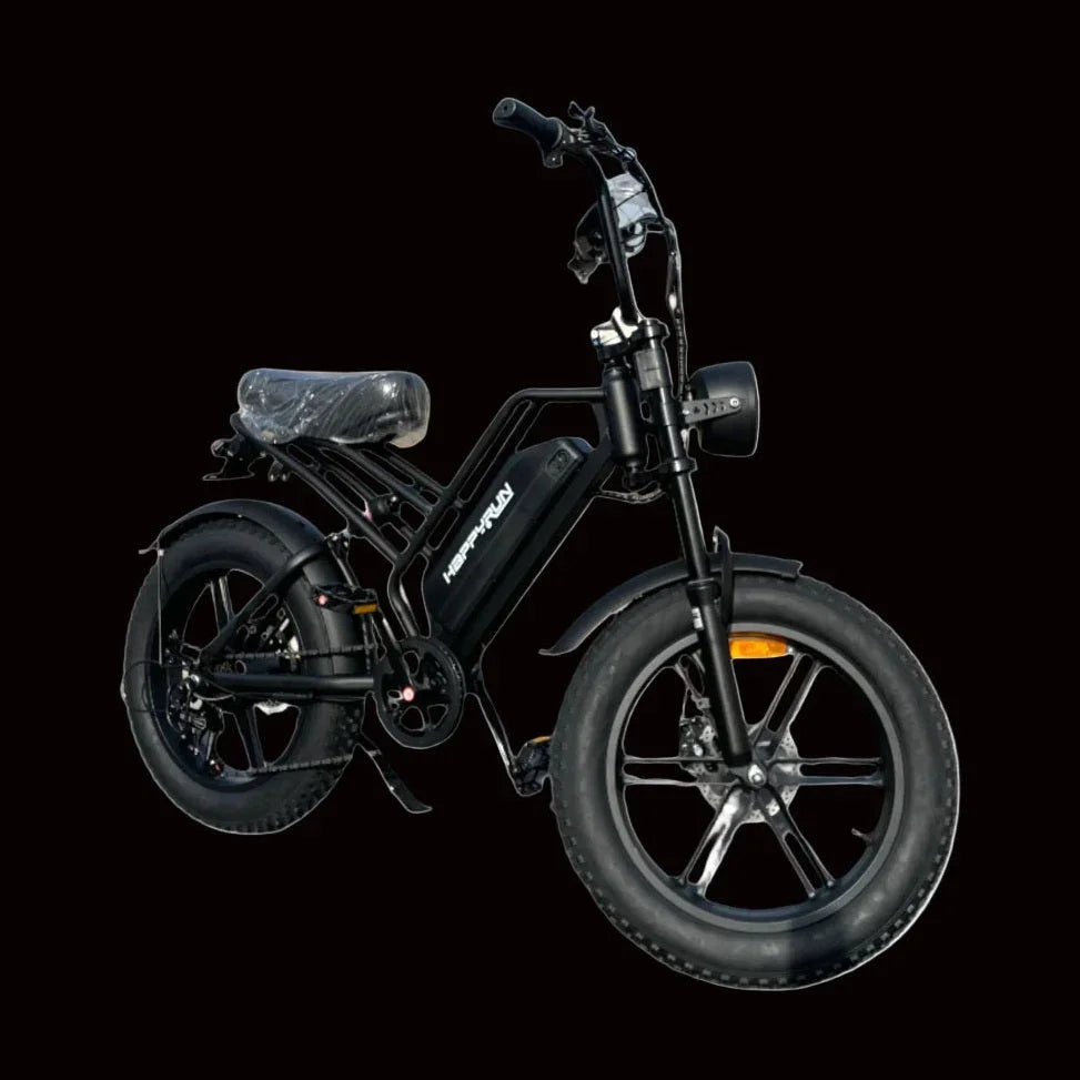 Step-through frame black Happy Run G50 electric bike studio shot
