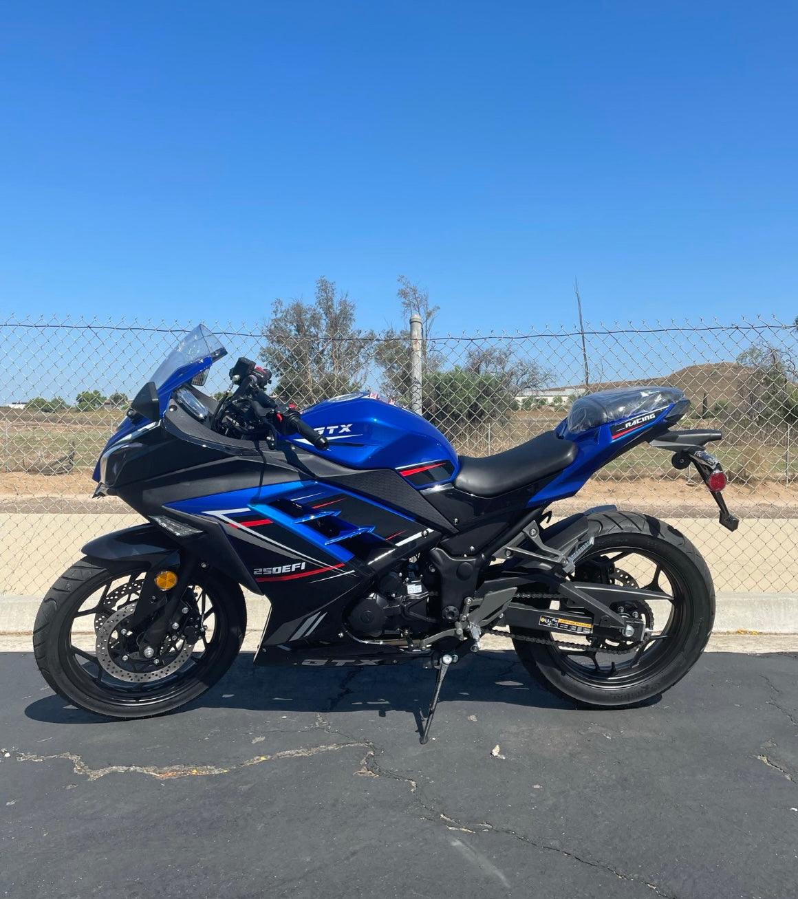 GTX 250 EFI, 5 speed sport bike, Oversized front and rear brakes, Custom Alloy Rims