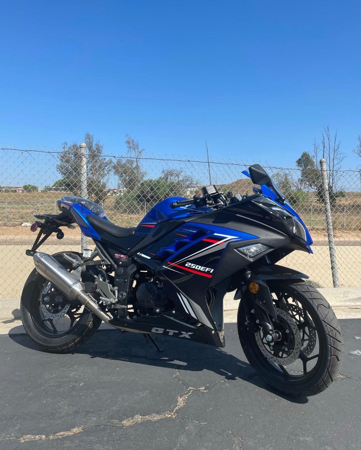 GTX 250 EFI, 5 speed sport bike, Oversized front and rear brakes, Custom Alloy Rims