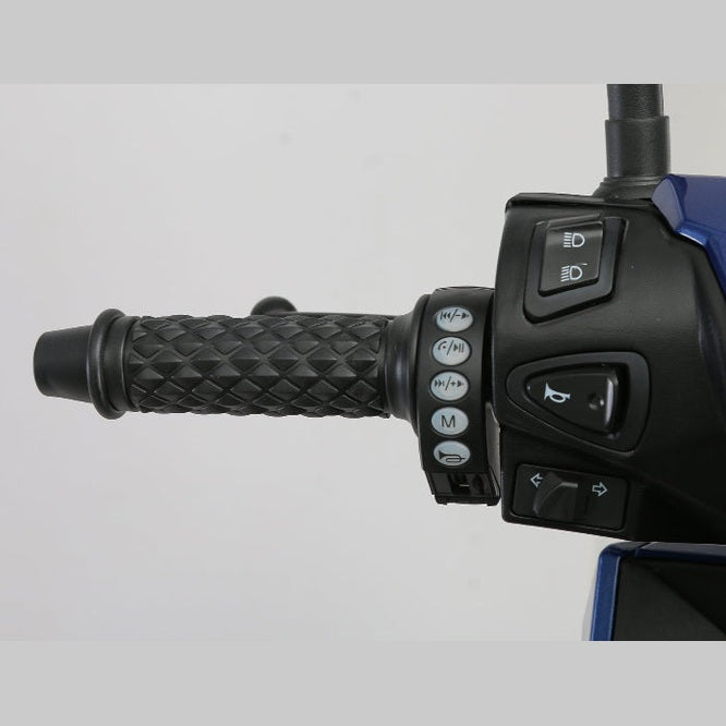 Close-up of Left handle grip with control buttons on a gray background