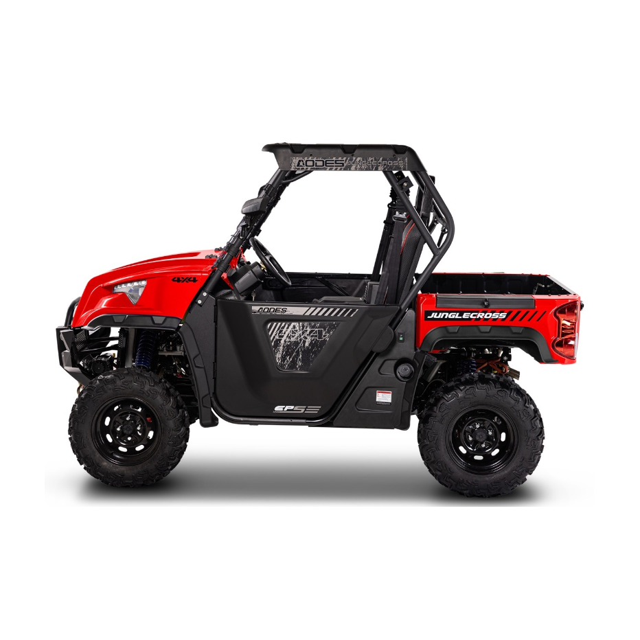Red Aodes Junglecross 800 EPS 2-door UTV side profile with off-road tires