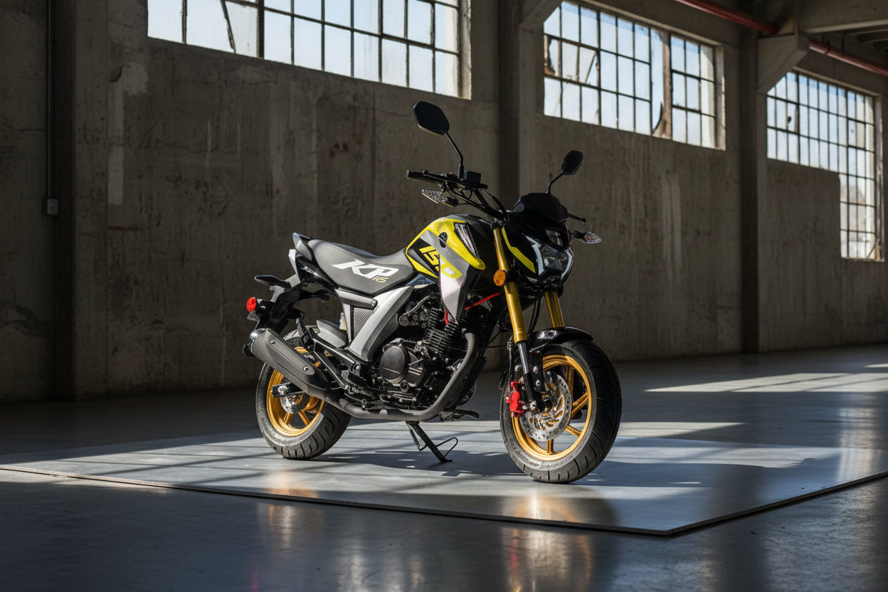 Lifan KP Mini 150cc yellow and black mini motorcycle