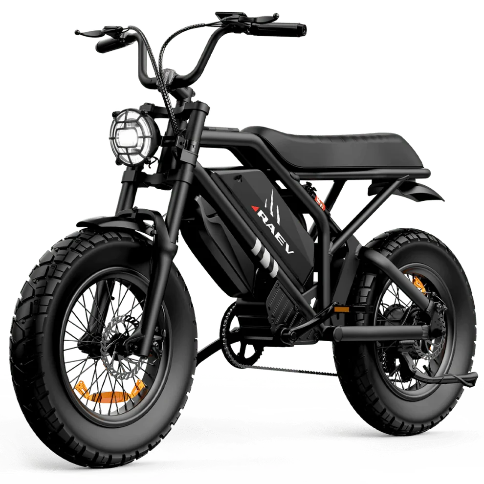 All-black MACFOX Bullet GTX electric bike with matte frame and wide treaded tires