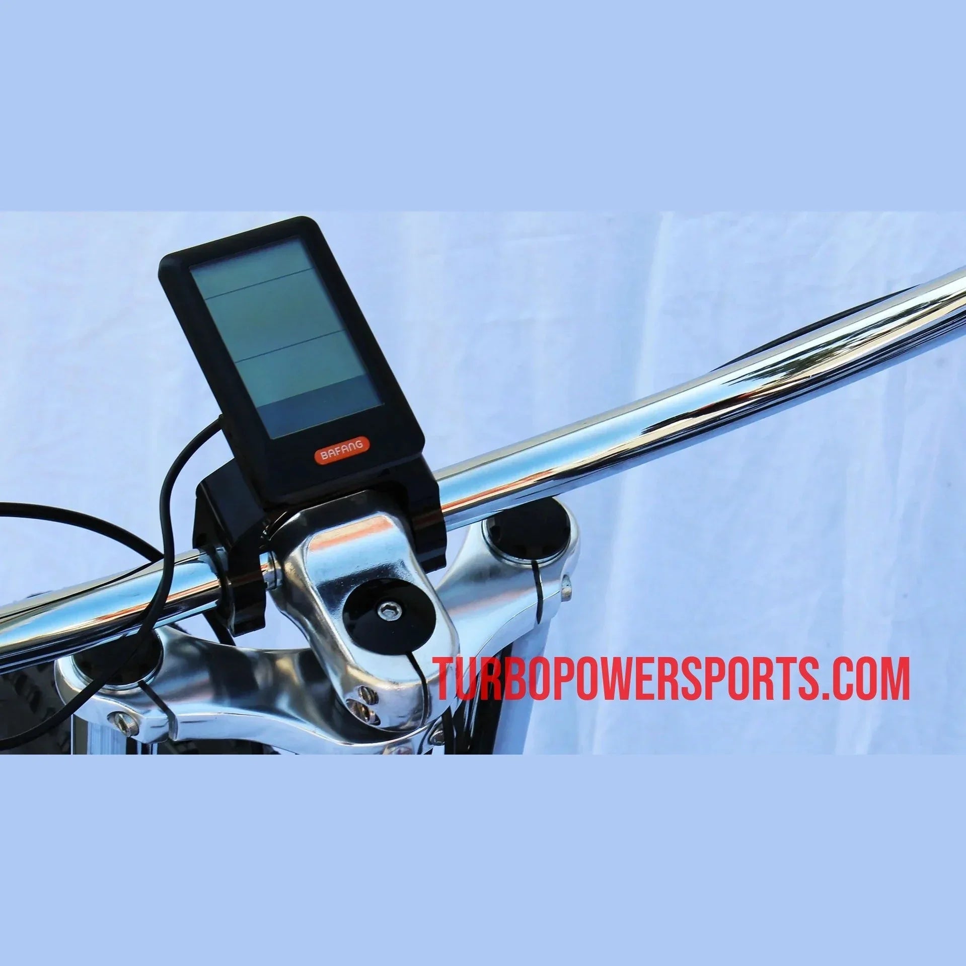 Close-up of Bafang control panel on Micargi Cyclone handlebar stem