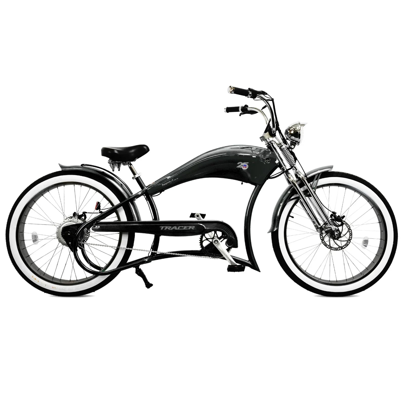 Black Micargi Twenty5 GS e-bike in side profile with kickstand deployed