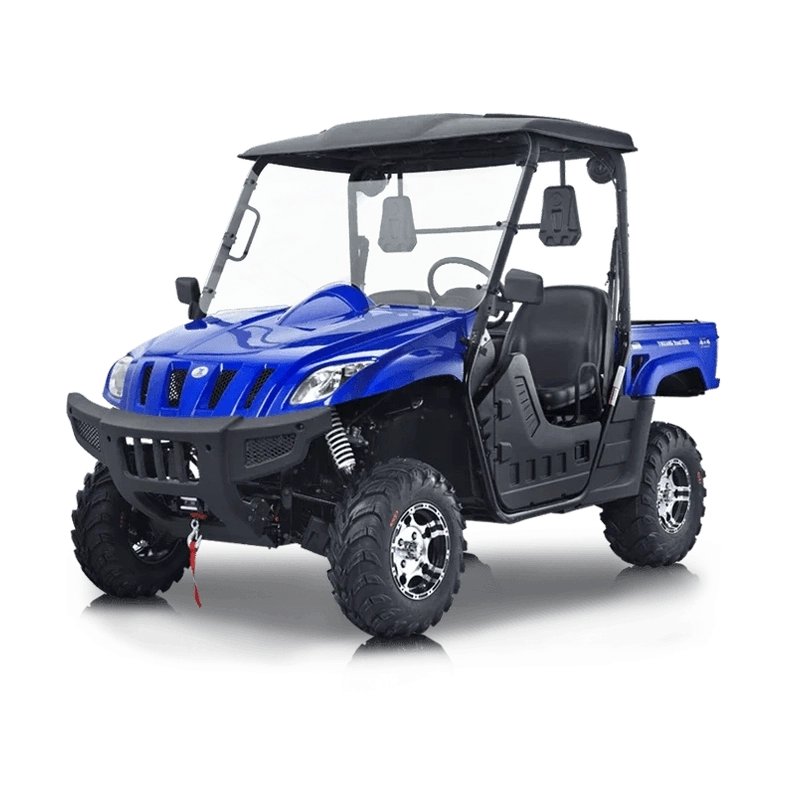 Blue BMS Ranch Pony 4x4 UTV with all-terrain tires