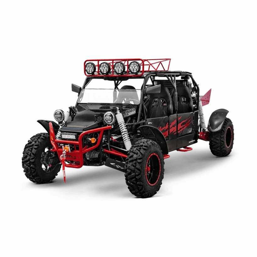 BMS SNIPER T1000 UTV featuring red bumper and flame side graphics