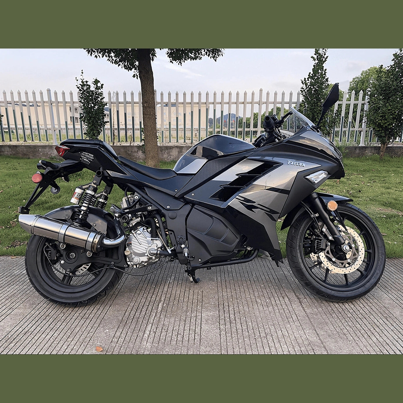 Matte black Apollo Falcon XR 250 sport scooter with aggressive styling and disc brakes