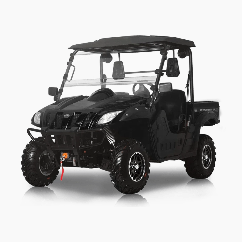 Black BMS Ranch Pony 600 EFI 4x4 UTV with winch and roof