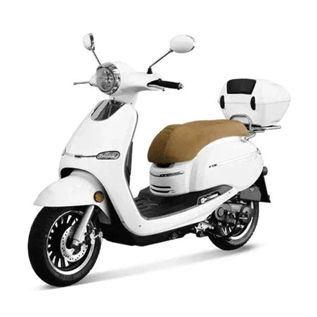 White BMS Solano 50 automatic scooter with classic rounded body styling