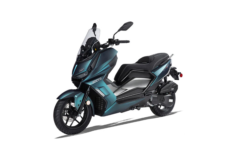 Teal-colored Supermach T16 200cc moped for sale at turbopowersports.com