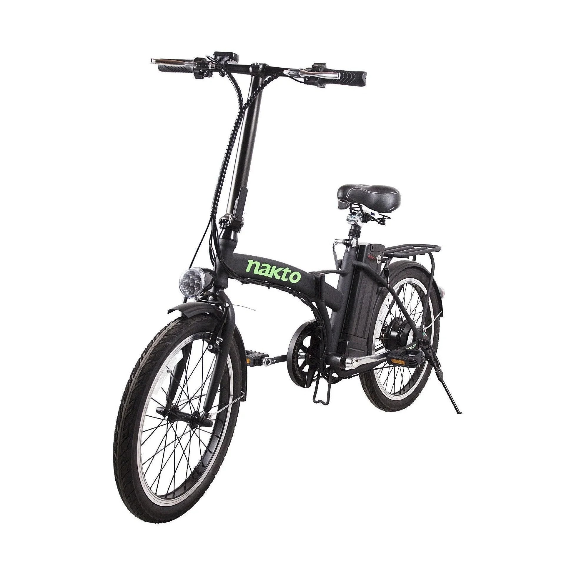 Front three-quarter view of black step-through frame e-bike