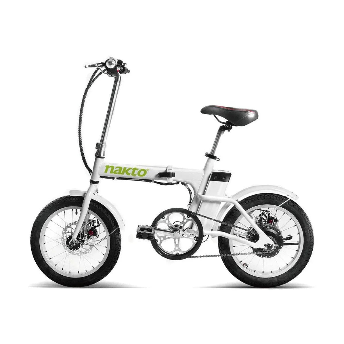 WHITE FOLDING ELECTRIC BICYCLE WITH USB CHARGER 16