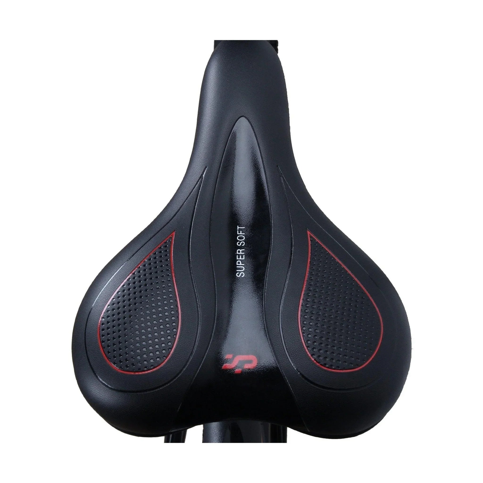 Black perforated SUPER SOFT saddle with red accents for Nakto Ranger electric bike