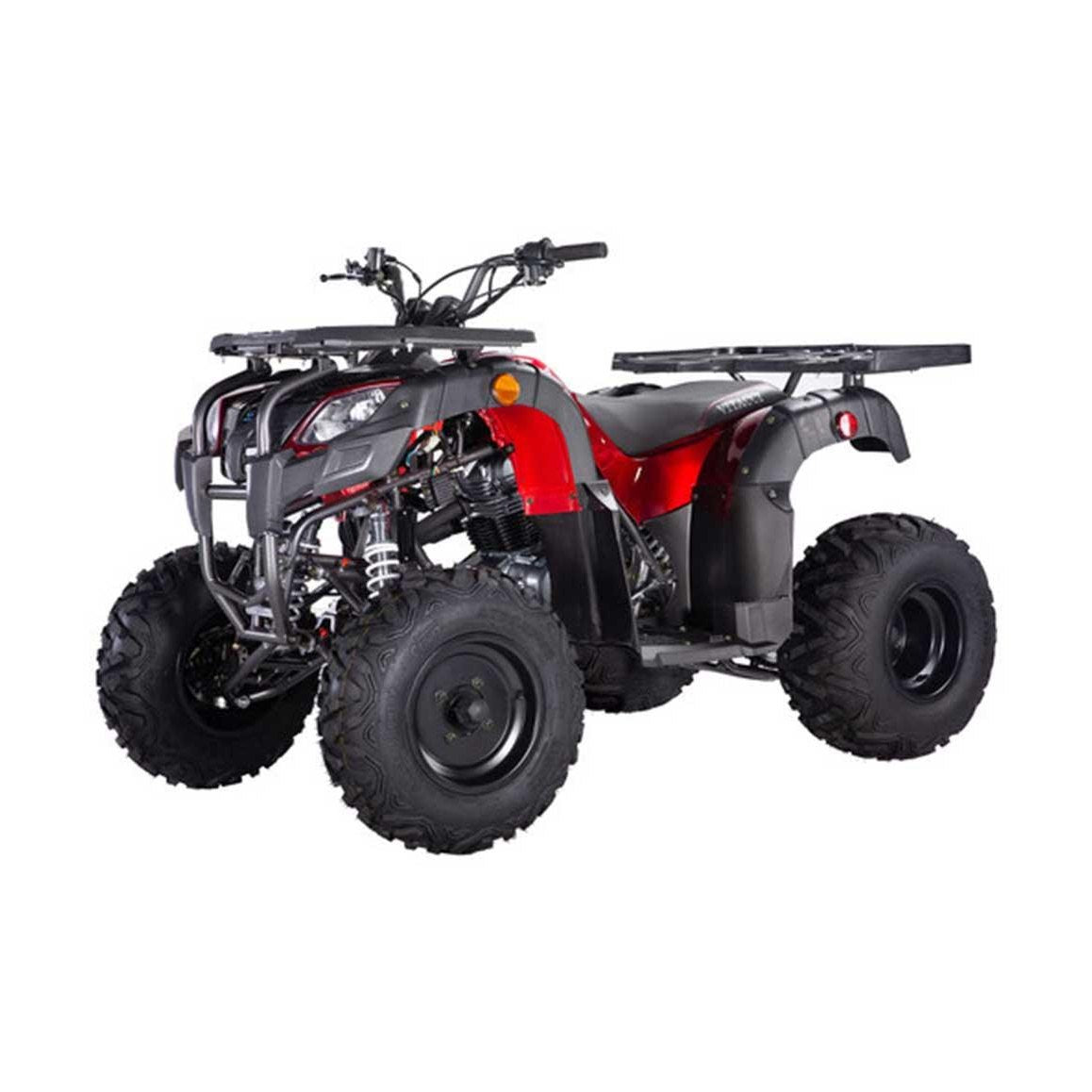 Pentora 250cc Utility ATV in red black with cargo racks and hydraulic brakes