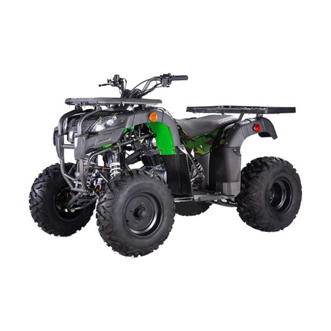 Pentora 250cc Utility ATV in green black camouflage with cargo racks